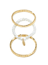 Scoop Women's Faux Pearl &14K Gold Flash-Plated Stretch Bracelet, 3-Piece Set