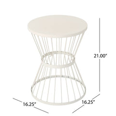 Outdoor 16-Inch Iron Side Table, Matte White
