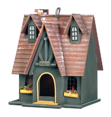 Garden Birdhouse Outdoor Welcome Sign Thatched Roof Hanging Bird Feeder 12.5"