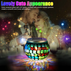 Outdoor Solar Glass Mosaic Ball LED Light Color Changing Lamp