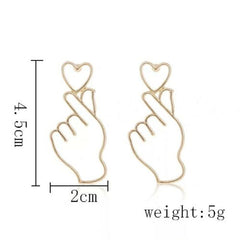 Hollow Hand Stud Earrings Women Jewelry Fashion Abstract Art