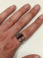 Vintage Punk Skull Ring Unisex Hip Hop Engagement Rings Fashion Red Zircon