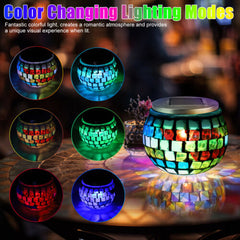 Outdoor Solar Glass Mosaic Ball LED Light Color Changing Lamp