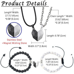 Magnetic Couple Lovers Heart Bracelet Necklace