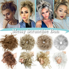 Natural Curly Messy Bun Hair Piece Scrunchie Updo Real as human Hair Extensions