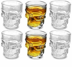 Skull Face Heavy Base Whiskey Shot Glasses Set of 6