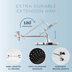 5-Setting Shower Head, 12 inch Rain Shower Head w/ Handheld and 70 inch Anti-Tangle Hose, Chrome