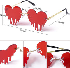 Drippy Melting Heart Shaped Sunglasses for Women and Men