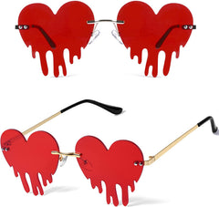 Drippy Melting Heart Shaped Sunglasses for Women and Men