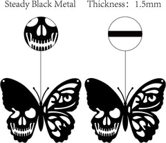 Black Skull Metal Wall Art Butterfly Wall Hanging Decoration  6.3 x 7.9inch