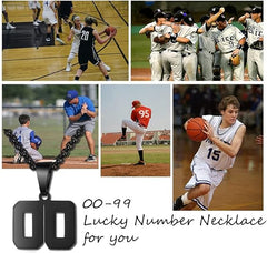Number Necklace for Boy Black Athletes Number Stainless Steel