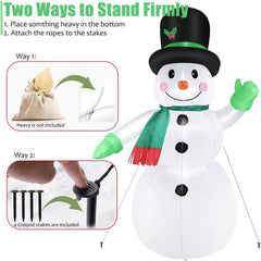 7 FT Christmas Inflatables Snowman Outdoor Yard Decorations, Christmas Blow up Snow Man with LED Lights & Black Hat, Winter Outside Decor for Holiday Party Patio Garden Lawn, Xmas New Year Kids Gifts