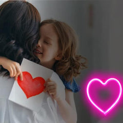 Pink Heart Neon Sign, LED Light Battery Operated or USB Powered Decorations Lamp, Table and Wall Decoration Light for Girl's Room Dorm Wedding Anniversary Valentines Day Birthday Party Home Décor