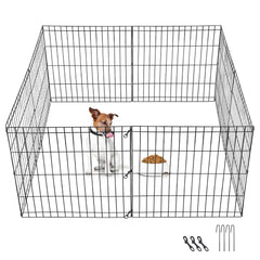 24'' Foldable Metal Exercise Dog Pet Playpen Fence Barrier - 8 Panels