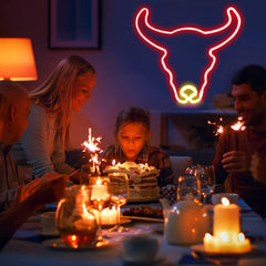 Red/Gold Cow Neon Sign for Wall Decoration USB/Battery Powered
