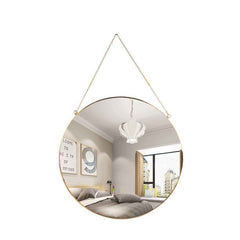 Hanging Wall Circle Mirror Decor Gold Round Mirror w/ Chain for Bathroom 11.8"