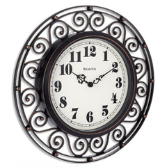 Wrought Iron Style 12" Round Wall Clock