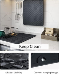 Dish Drying Mats for Kitchen Counter-Silicone Dish Drying Mat-Kitchen Dish Drying Pad Heat Resistant Mat-Kitchen Gadgets Kitchen Accessories Kitchen Small Appliances (12" x 16, BLACK)