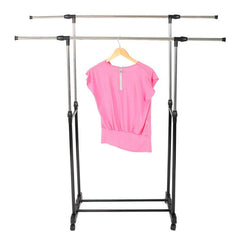 Adjustable Double Rod Garment Rack Rolling Bar -for Clothes Hanger Shoes