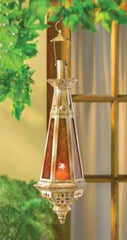 23" Decorative Amber Teardrop Candle Lantern, Moroccan Style Hanging Candle Lamp