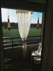 23" Decorative Amber Teardrop Candle Lantern, Moroccan Style Hanging Candle Lamp