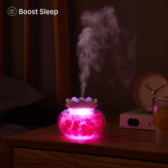 Essential Oil Diffusers Aromatherapy Diffuser: Vyaime Salt Lamp Diffuser for Home Bedroom Office, Pink Crystal Himalayan Cute Lotus Auto Shut-Off 7 Colors LED Night Light - White