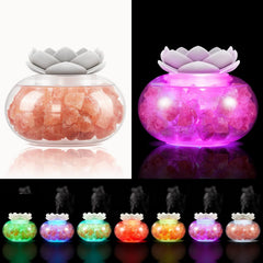 Essential Oil Diffusers Aromatherapy Diffuser: Vyaime Salt Lamp Diffuser for Home Bedroom Office, Pink Crystal Himalayan Cute Lotus Auto Shut-Off 7 Colors LED Night Light - White