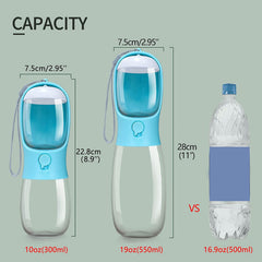Dog Water Bottle Portable w/ Food Container for Walking,Hiking,Travel(19oz)