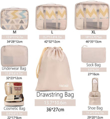 8 Set Packing Cubes Luggage Packing Organizers for Travel Accessories, Cream