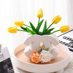 White Ceramic Vase, Minimalist Nordic Boho Matte Pampas Flower Vases .Ins for Wedding Dinner Table Party Living Room Office Bedroom(5.5" Hx7 Mx4 Caliber)