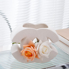White Ceramic Vase, Minimalist Nordic Boho Matte Pampas Flower Vases .Ins for Wedding Dinner Table Party Living Room Office Bedroom(5.5" Hx7 Mx4 Caliber)
