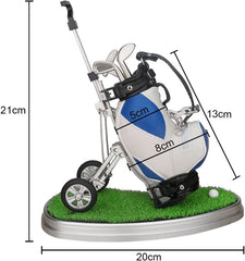 Golf Pen Holder w/ 3 Pieces Golf Club Pens Set Unique Golf Golf Desk, Blue + White
