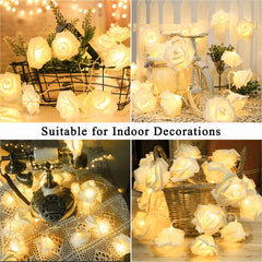 Valentines Day Rose Lights, 16.4ft 30 LED Flower String Lights with 8 Modes, Warm White