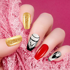 216 Pieces Short Coffin Press on Nails Ballerina False Nails (Delicate Pattern)