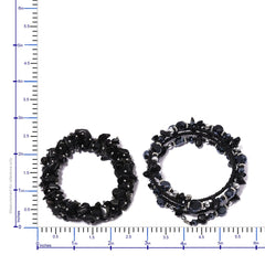Set of 2 Women Bracelet Black Obsidian Glass Resin