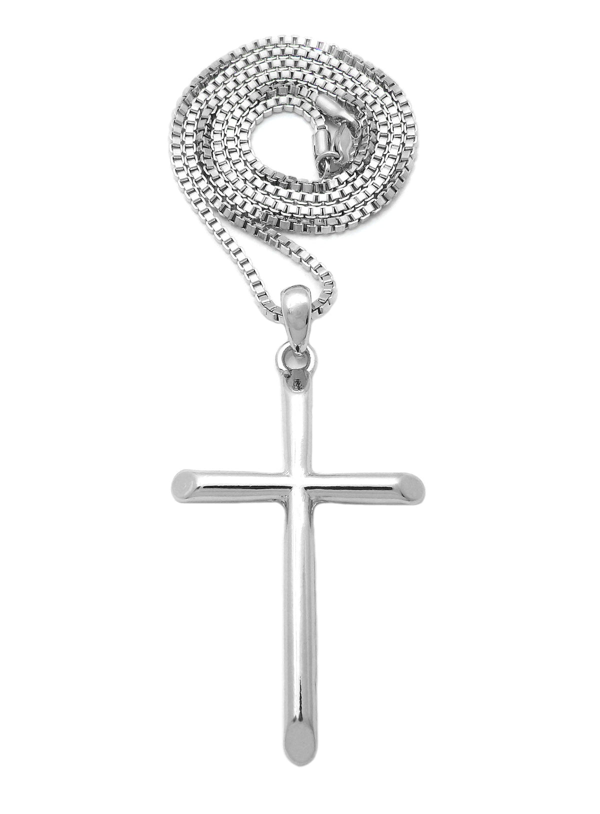 Cross Pendant w/ Box Chain Fashion Necklace for Men & Women