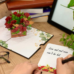 Pop Up Valentines Day Cards - Red Rose Valentine Pop Up Card - 6"x 8"