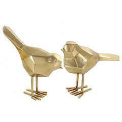 Large Modern Style Metallic Gold Bird Figurines Table Decoration | Set of 2