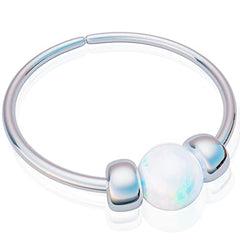 Tiny White Opal Nose Ring â€?Thin 24 Gauge 7mm nose piercing hoop - 925 sterling silver Nose Hoop