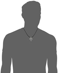 Star Wars Mandalorian Symbol Stainless Steel Leather Cord Necklace, 20"