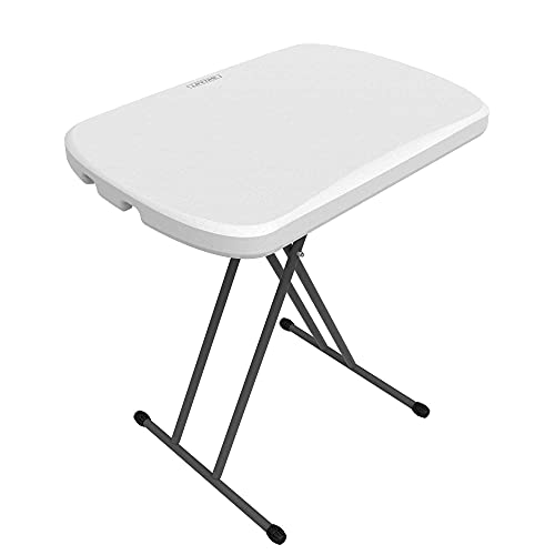 Adjustable Folding Laptop Table TV Tray, 26 Inch, White Granite
