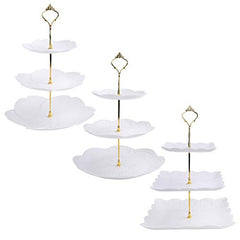 3 Pack of  3 Tiers White Plastic Cupcake/Dessert Stand