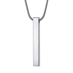 Couples Necklace Silver & Black Stainless Steel Bar Pendant Chain, Unisex