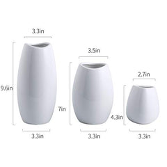 Set of 3 White Ceramic Vase Home Decorations