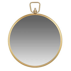 Gold Round Wall Mirror w/ Decorative Handle
