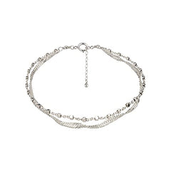 Double Layered Sterling Silver Bracelet, Length 6.5-7.5 Inches, Stranded Satellite Chain Bracelets for Women,