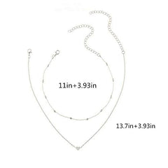 Silver Heart Layered Choker Necklace for Women