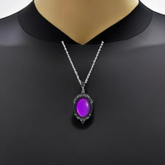 Gothic Stardust Crystal Cameo Necklace Red Purple Crystal Pendant Necklace Vintage Satan Demon