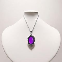 Gothic Stardust Crystal Cameo Necklace Red Purple Crystal Pendant Necklace Vintage Satan Demon