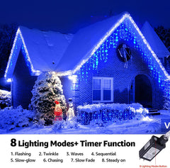 Blue Led Christmas Lights Outdoor Christmas Decorations Hanging Lights 400LED 8 Modes 75 Drops